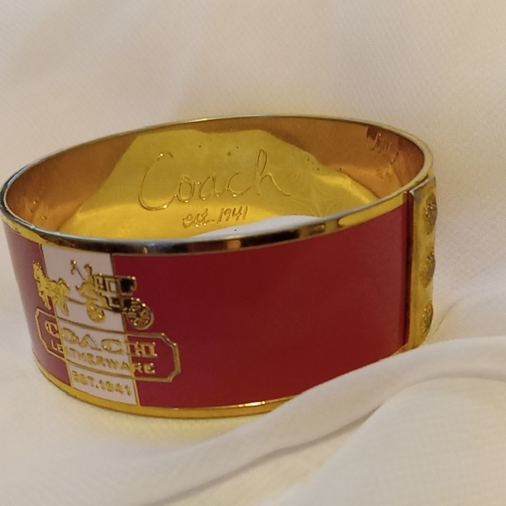 Coach Pink and Gold Wide Bangle